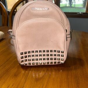 Michael Kors Blush Pink Studded Pebbled Leather Mini Backpack